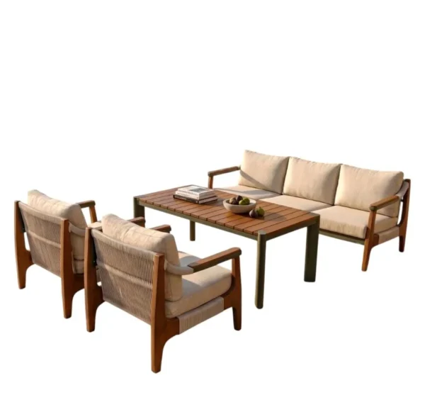 Elysium Lounge Set in iroko wood and aluminium – Ferri Outdoor