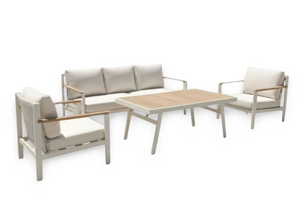 Levante Lounge Set in iroko wood and aluminium – Ferri Outdoor