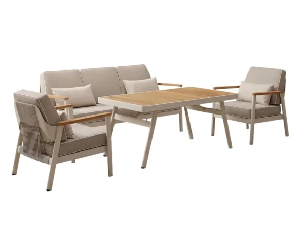 Riviera Lounge Set in iroko wood and aluminium – Ferri Outdoor