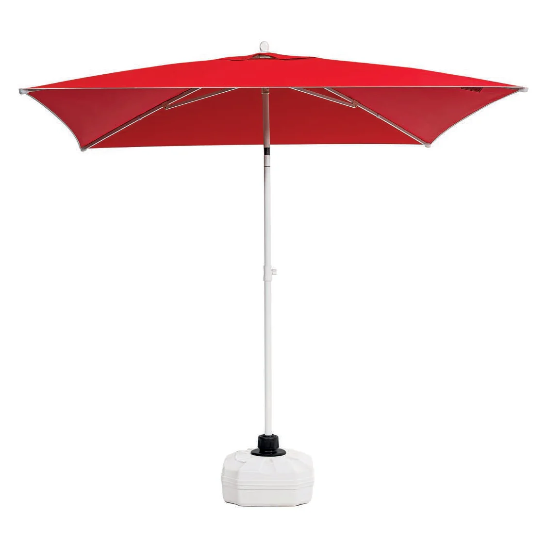 Aluminium garden parasol with red square canopy