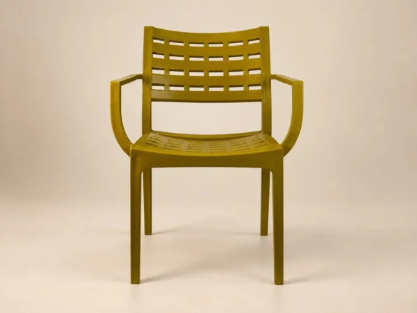 Coffee resin armchair in mustard – Trend Concept