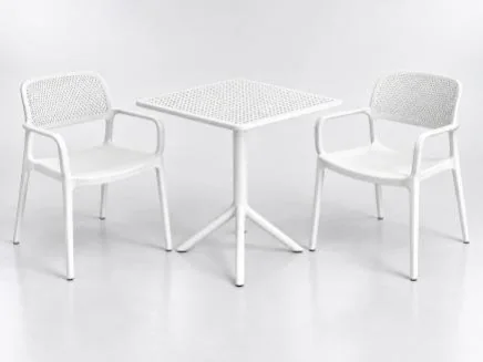 Linea armchairs with Moduline Punto table, 2-seater set in white – Trend Concept