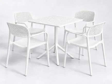 Linea armchairs with Moduline Punto table, 4-seater set in white – Trend Concept