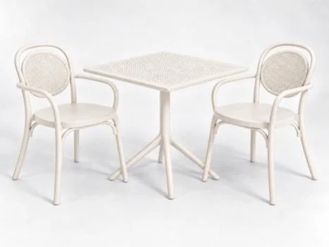 Maria armchairs with Moduline Punto table, 2-seater set in white – Trend Concept