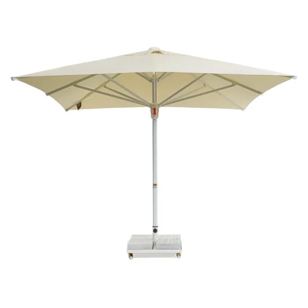 Manual telescopic parasol with beige square canopy